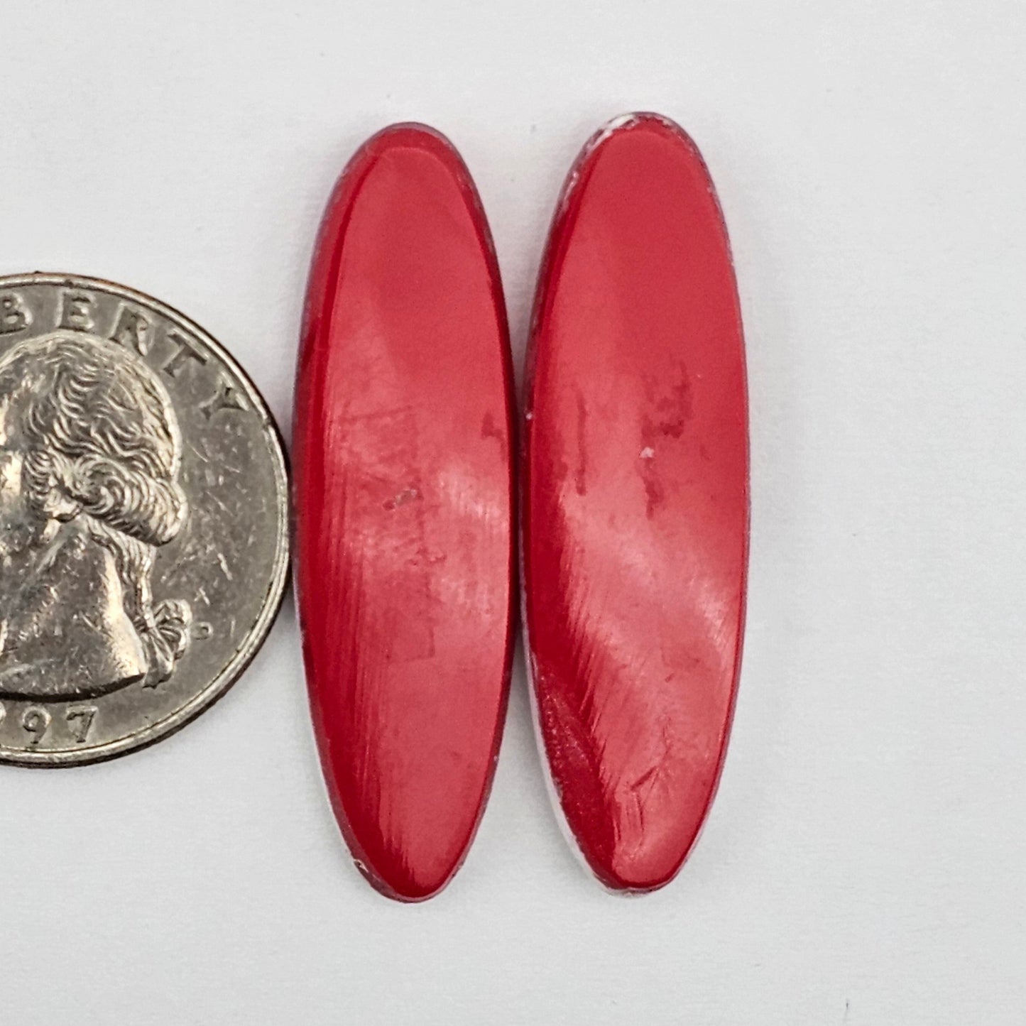 Pink skystone resin cabochon pair