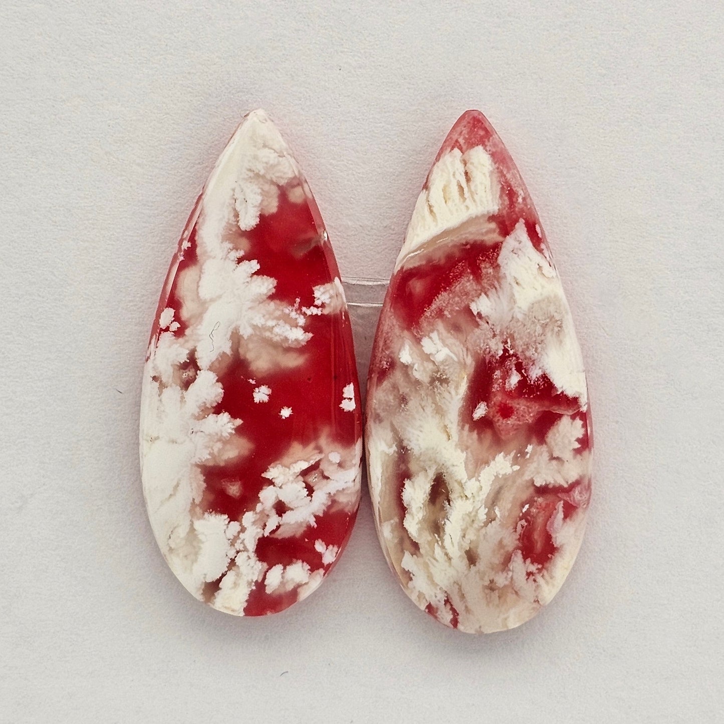 Pink skystone resin cabochon pair