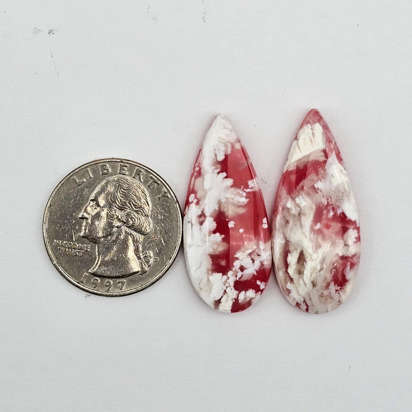Pink skystone resin cabochon pair