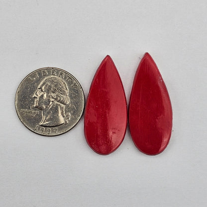 Pink skystone resin cabochon pair