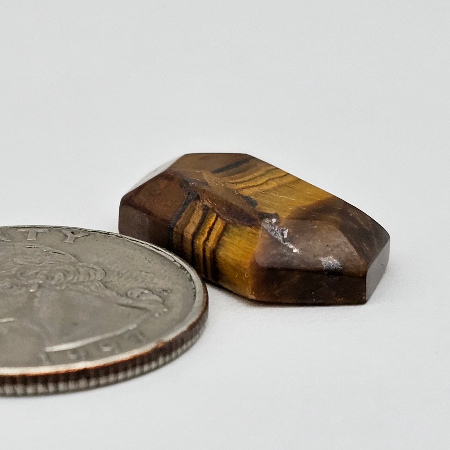 Tiger Eye Geometric Half Faceted Cabochon