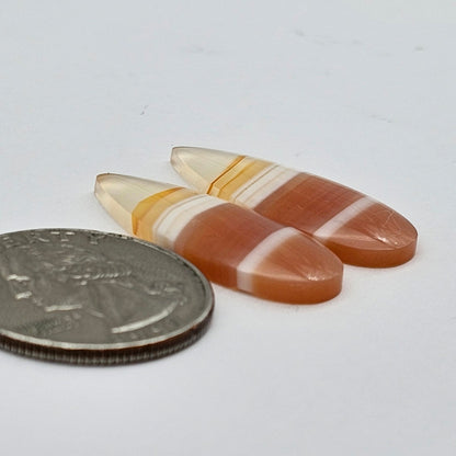 Carnelian Agate Cabochon Pair