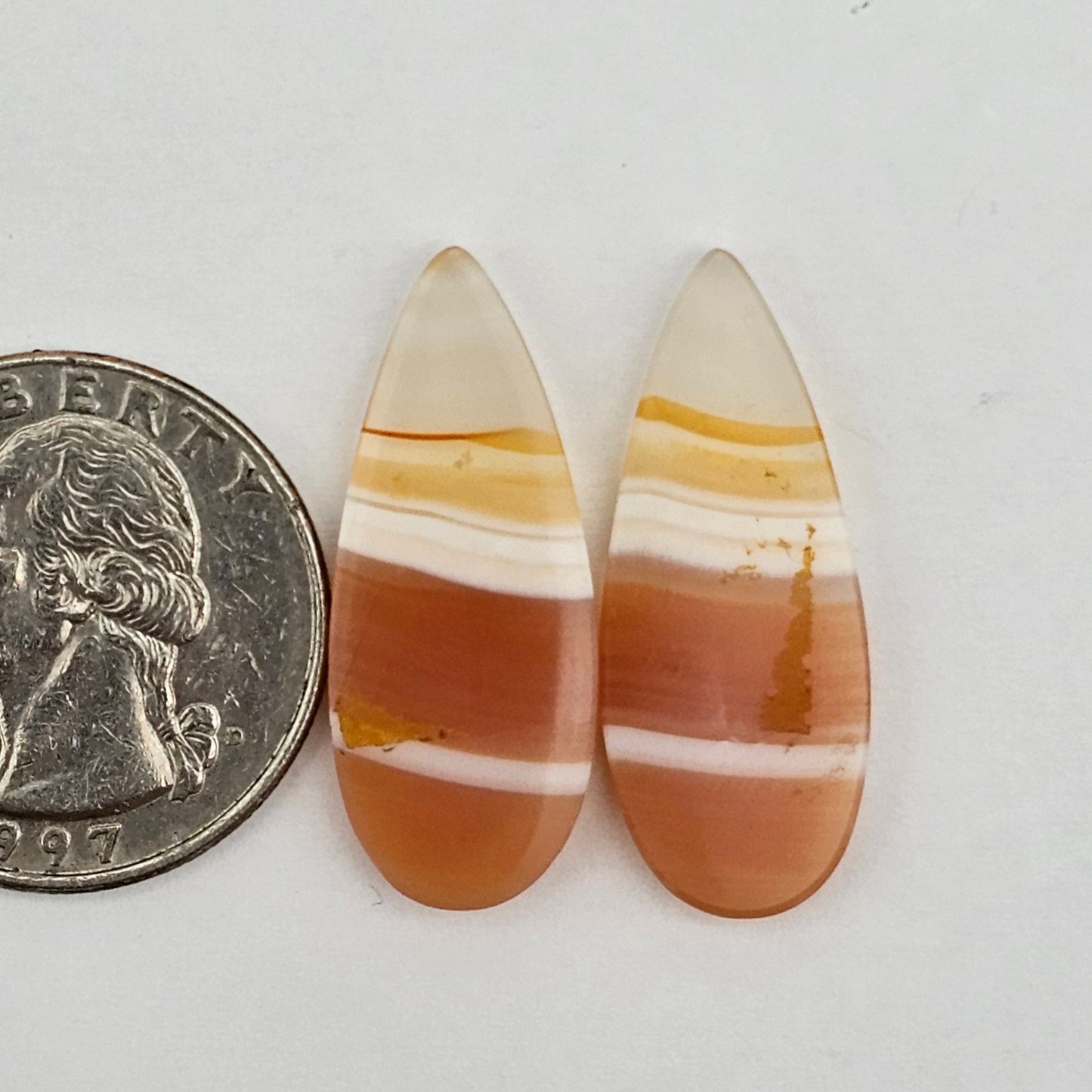 Carnelian Agate Cabochon Pair