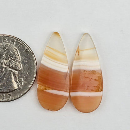 Carnelian Agate Cabochon Pair