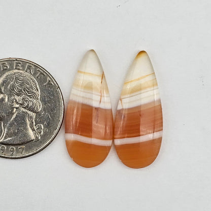 Carnelian Agate Cabochon Pair