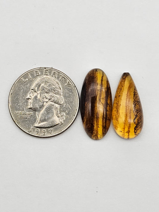 Amber authentic cabochon set large