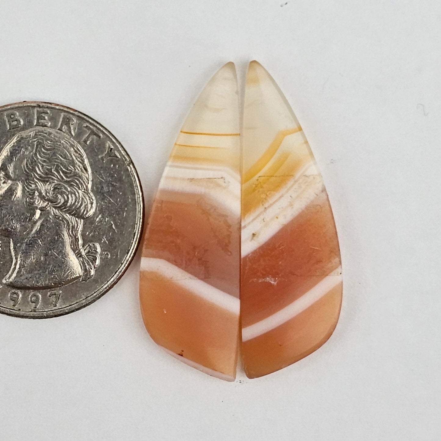 Carnelian Agate Cabochon Pair