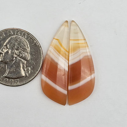 Carnelian Agate Cabochon Pair
