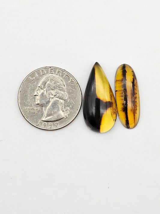 Amber authentic cabochon set large