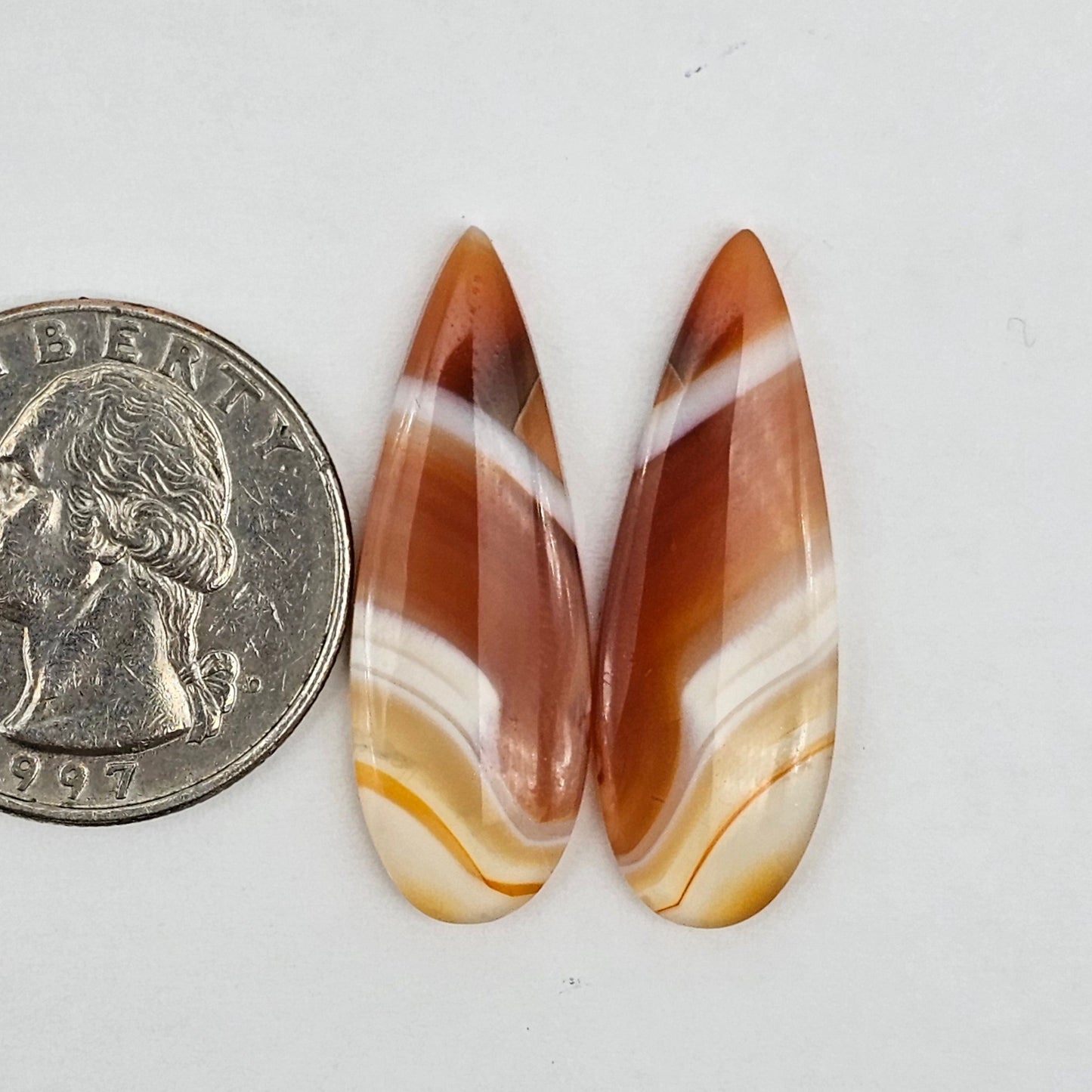 Carnelian Agate Cabochon Pair