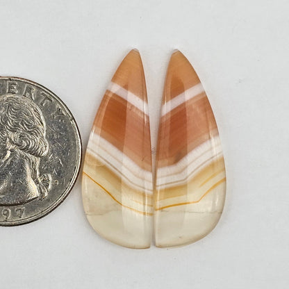 Carnelian Agate Cabochon Pair