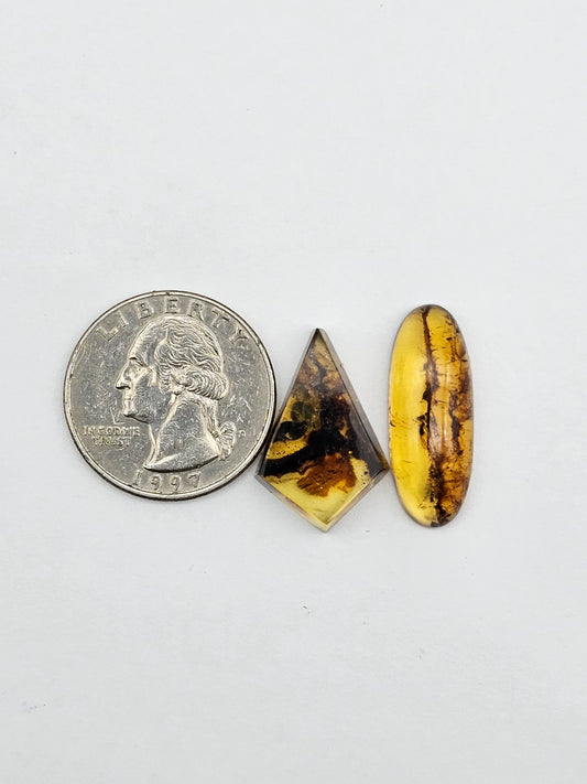 Amber authentic cabochon set large