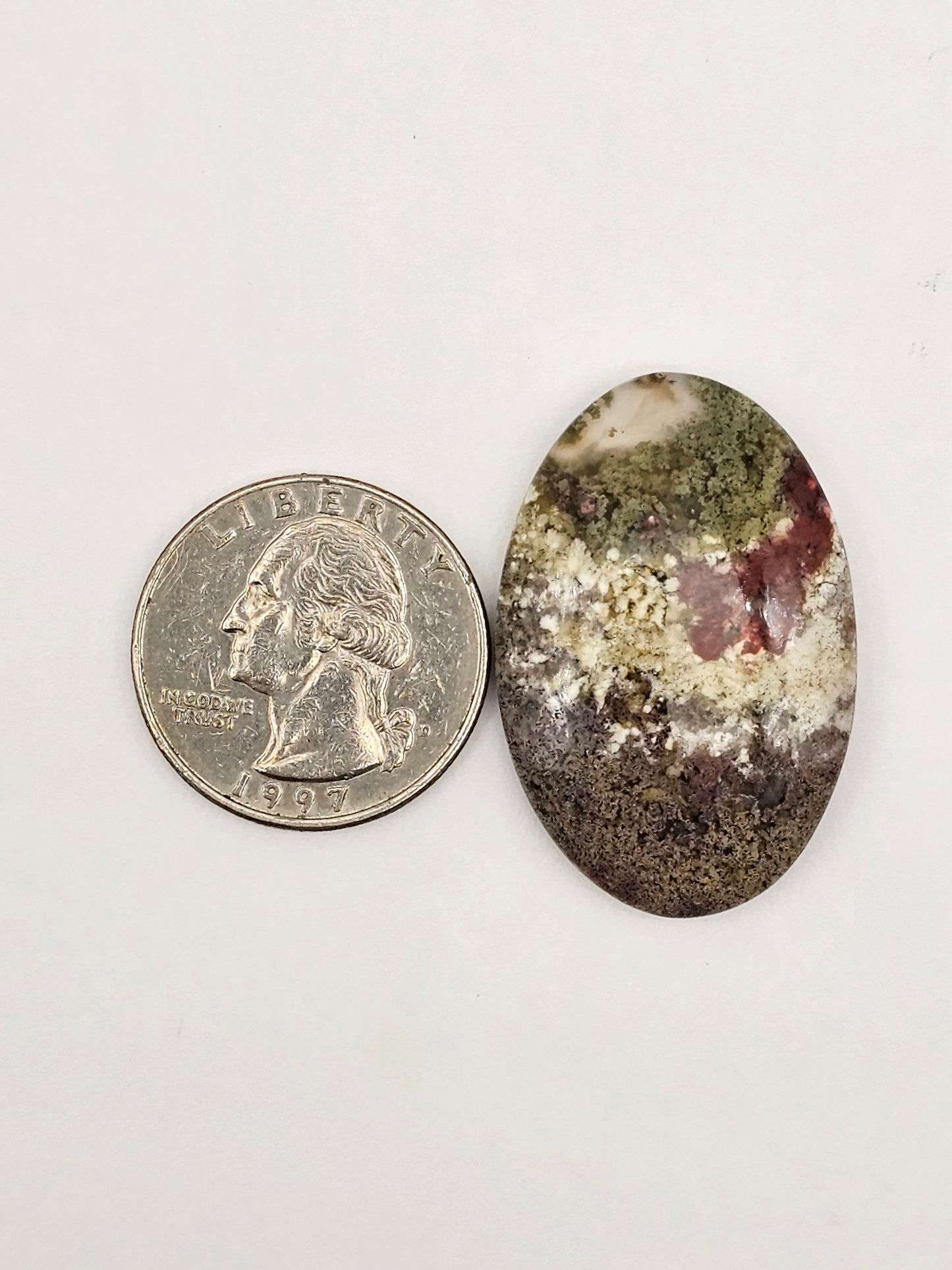 Moss agate cabochon large