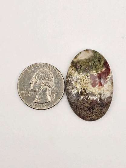 Moss agate cabochon large