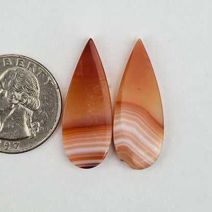 Carnelian Agate Cabochon Pair