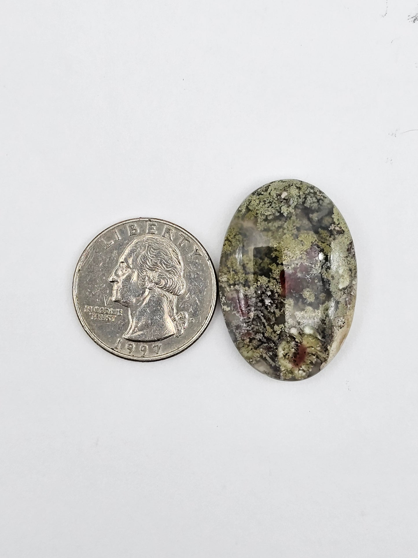 Moss agate cabochon large