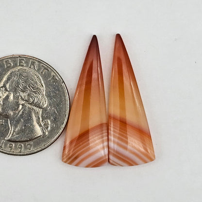 Carnelian Agate Cabochon Pair