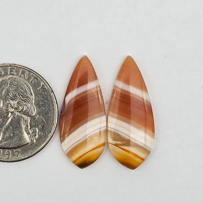 Carnelian Agate Cabochon Pair