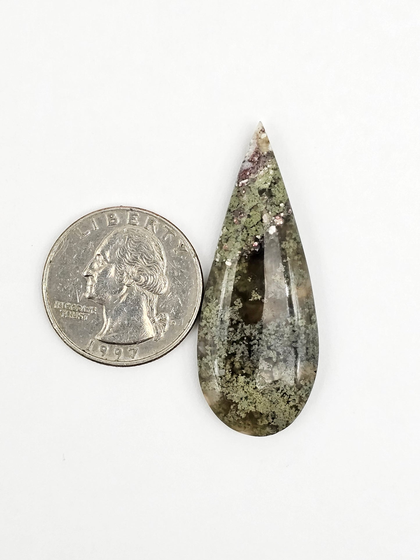 Moss agate cabochon large