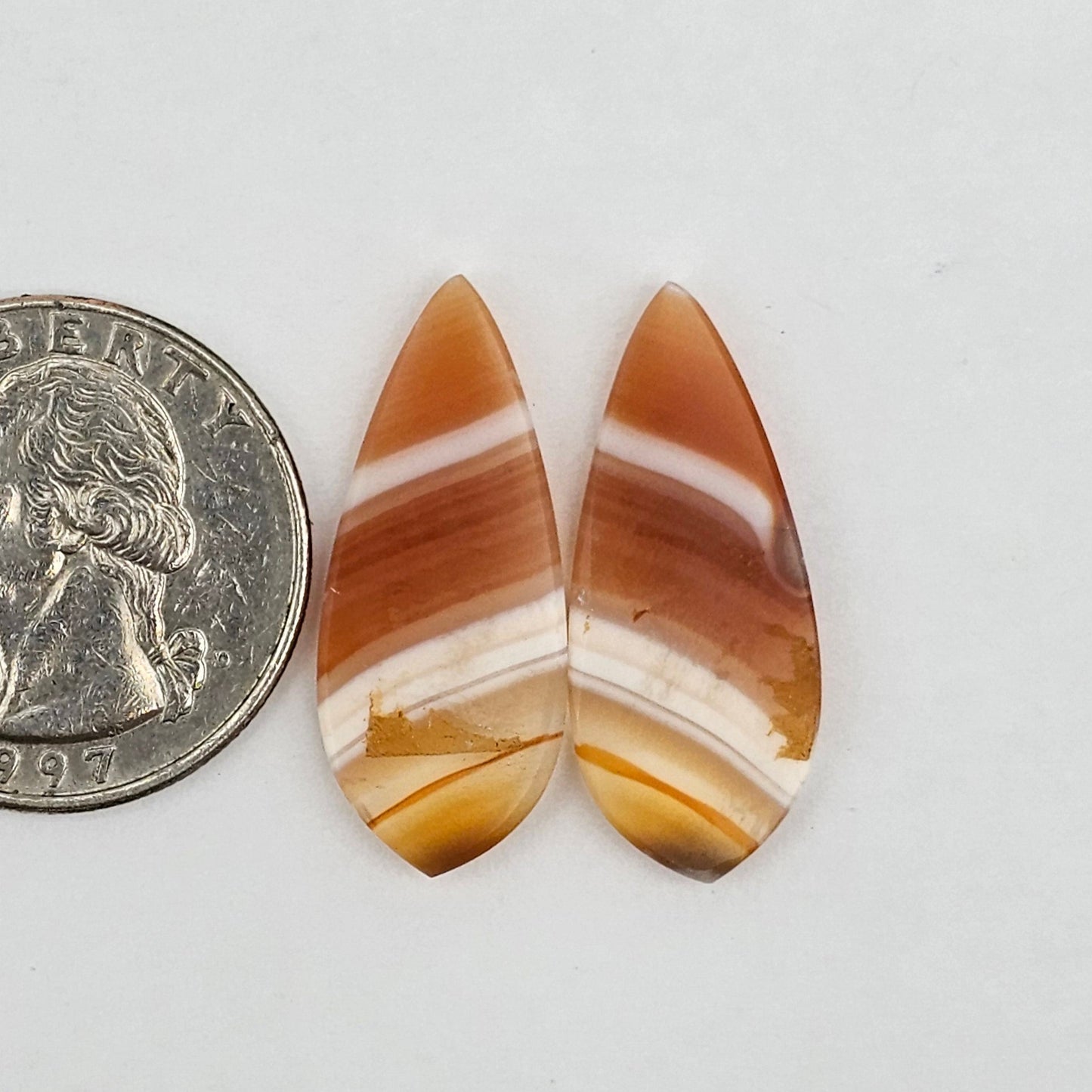 Carnelian Agate Cabochon Pair