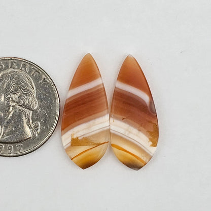 Carnelian Agate Cabochon Pair