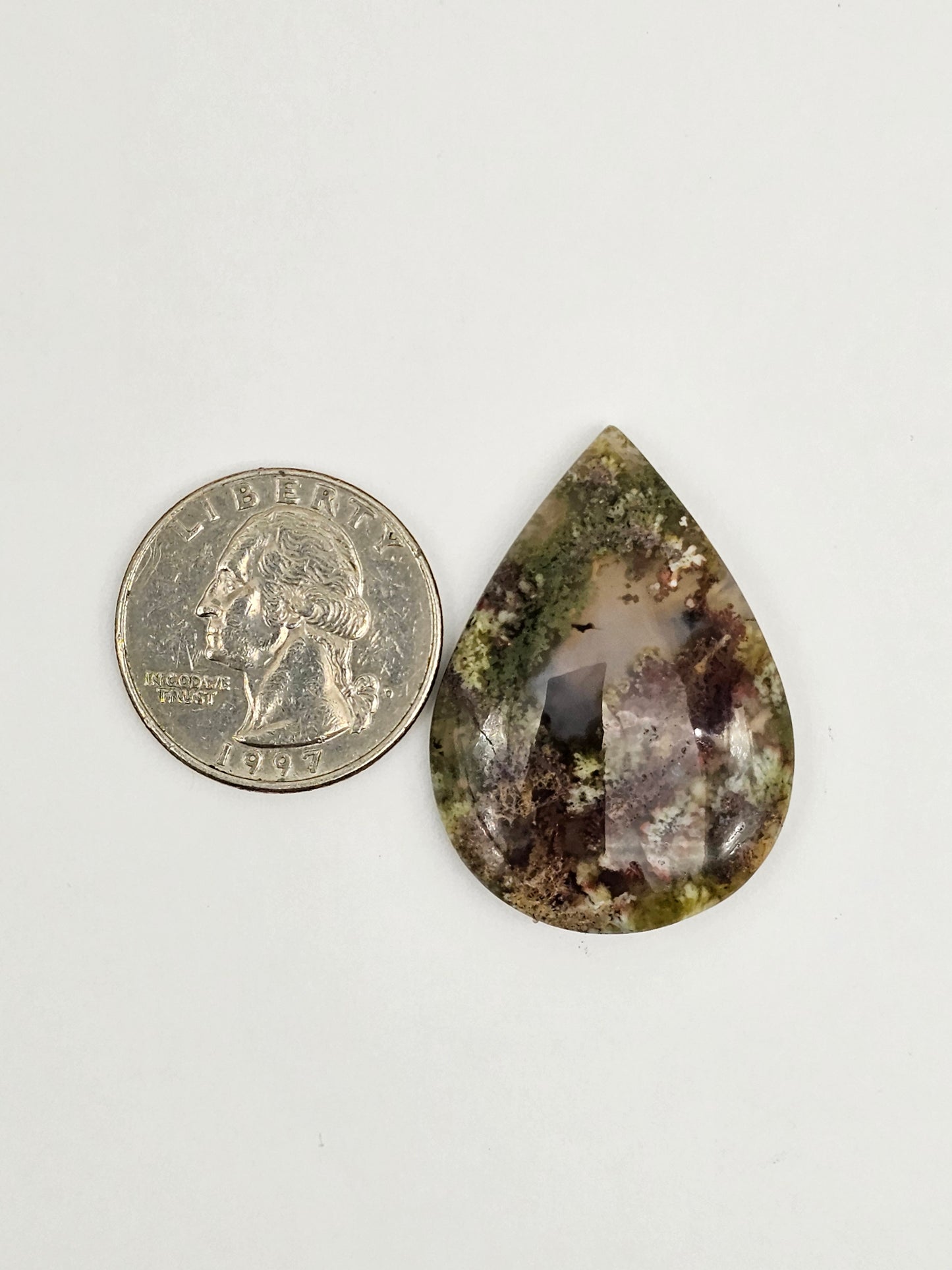 Moss agate cabochon large