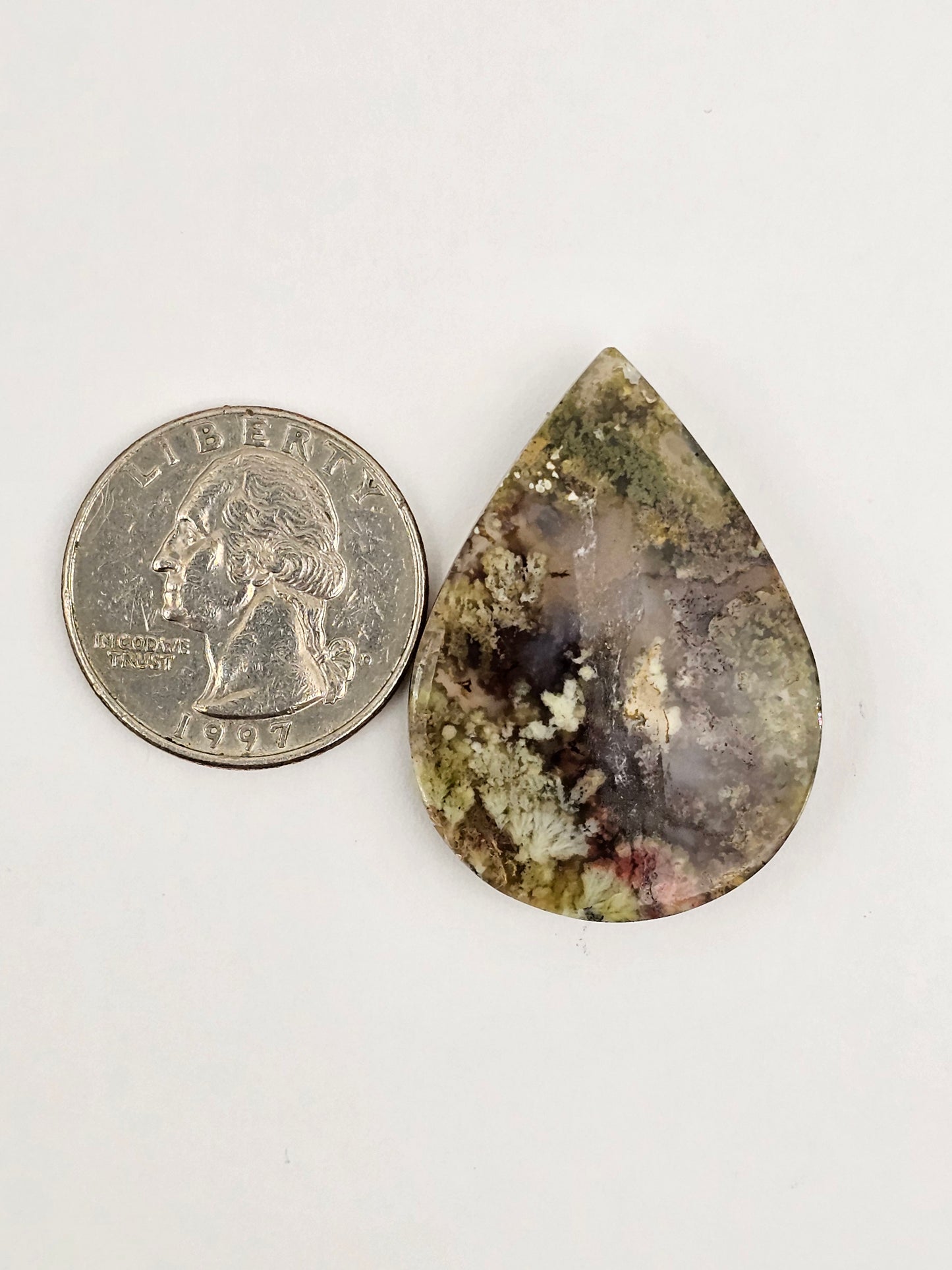 Moss agate cabochon large