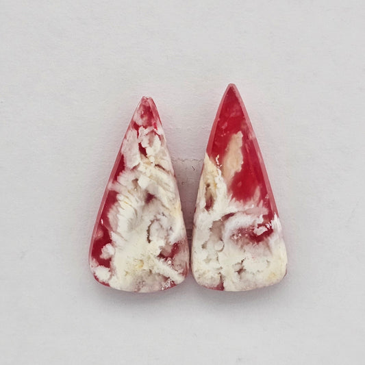 Pink skystone resin cabochon pair