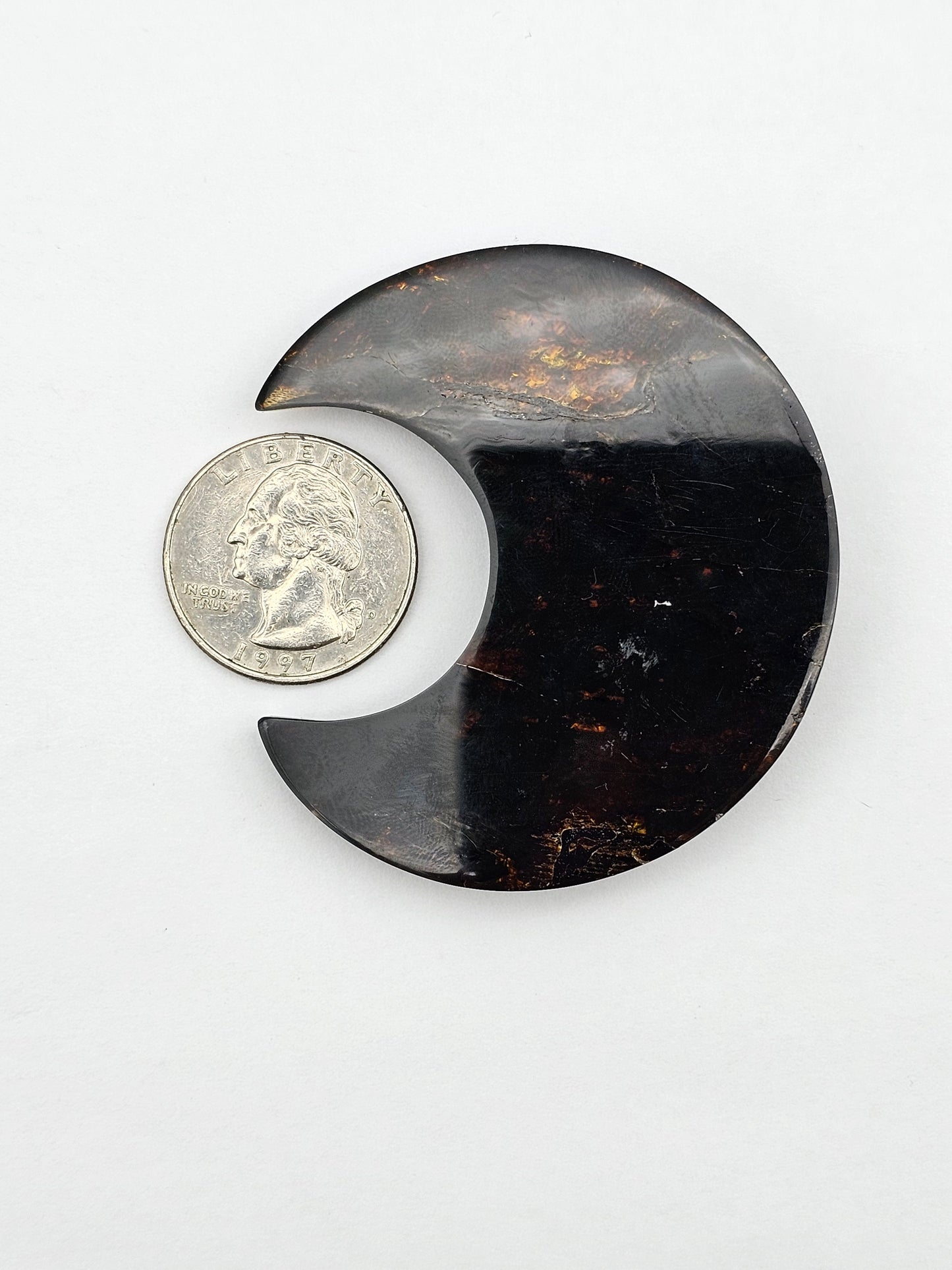 Amber authentic moon cabochon large