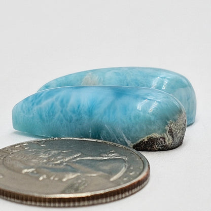 Larimar Cabochon pair