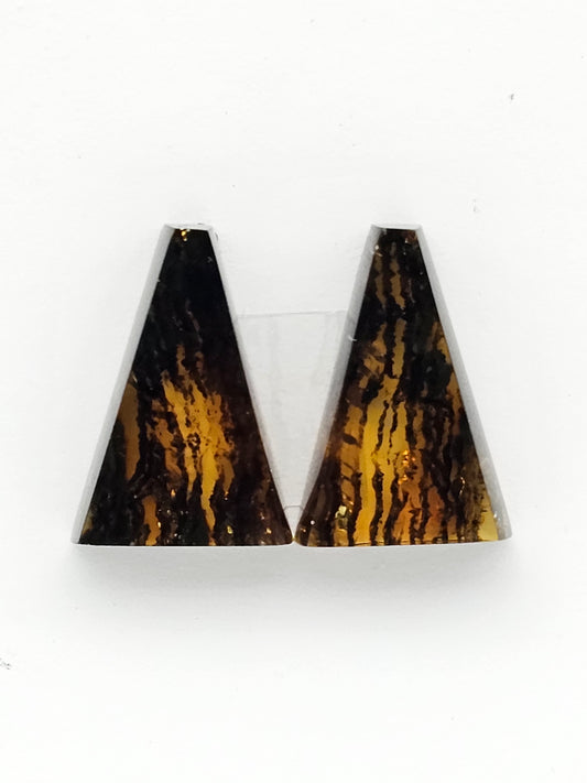Amber authentic cabochon pair large