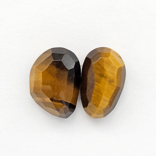 Tiger Eye Geometric Half Faceted Cabochon set