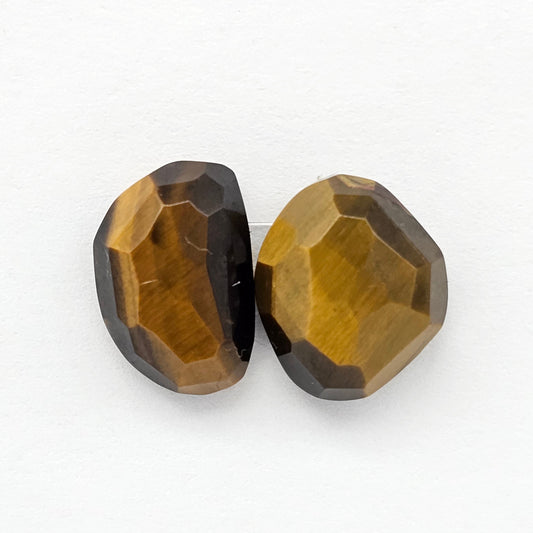 Tiger Eye Geometric Half Faceted Cabochon set
