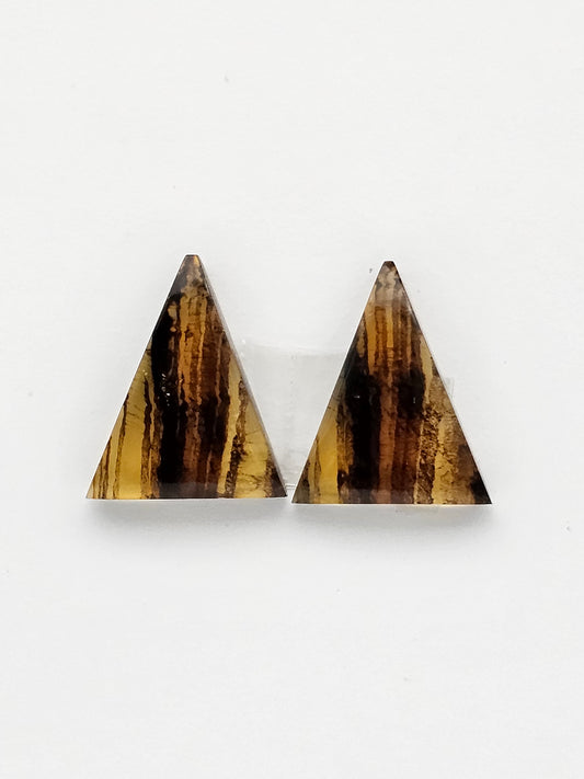 Amber authentic cabochon pair large