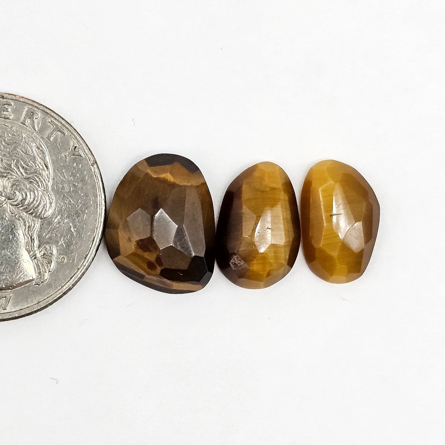 Tiger Eye Geometric Half Faceted Cabochon set