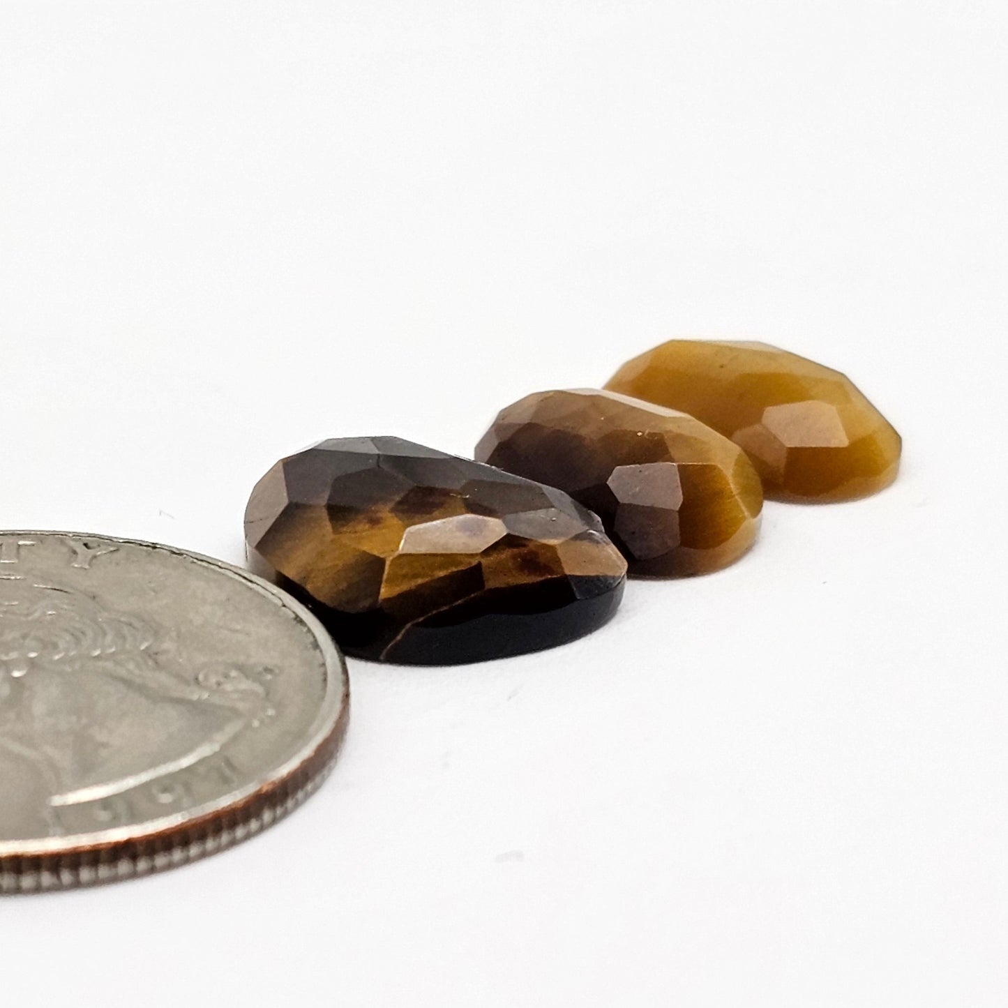 Tiger Eye Geometric Half Faceted Cabochon set