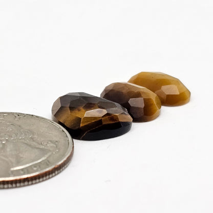 Tiger Eye Geometric Half Faceted Cabochon set