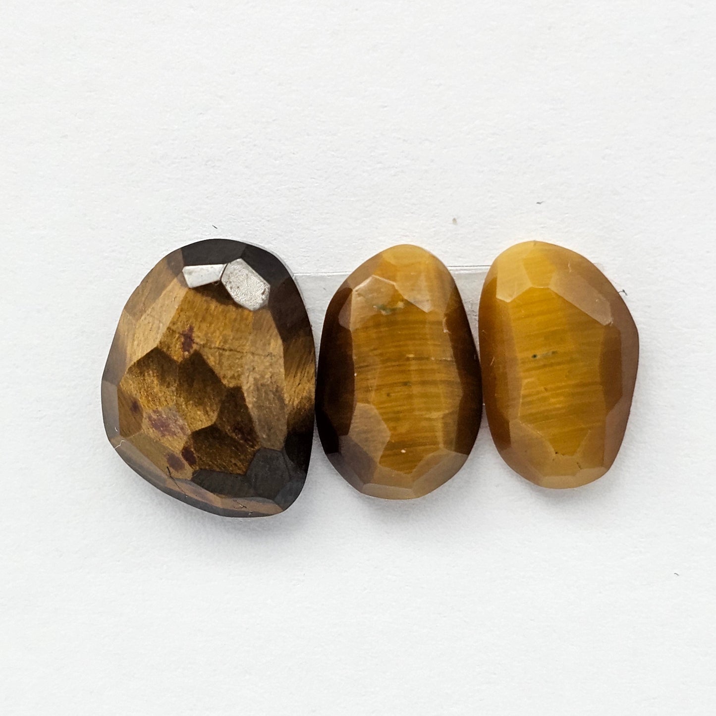 Tiger Eye Geometric Half Faceted Cabochon set