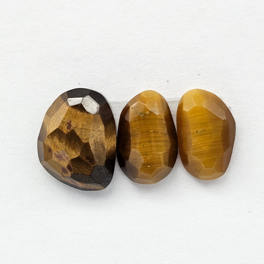 Tiger Eye Geometric Half Faceted Cabochon set