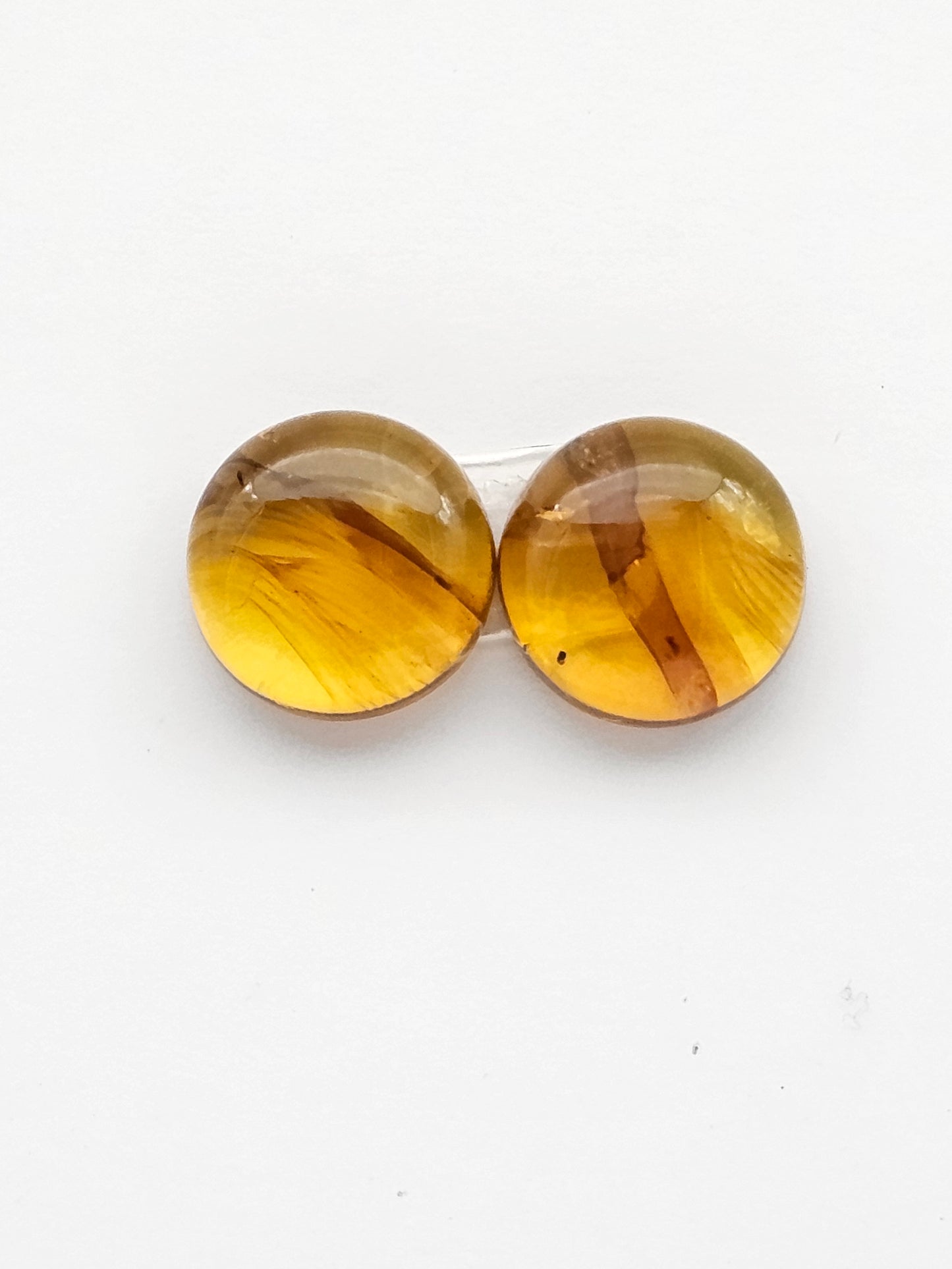 Amber authentic cabochon pair large