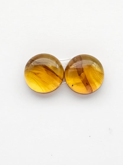 Amber authentic cabochon pair large