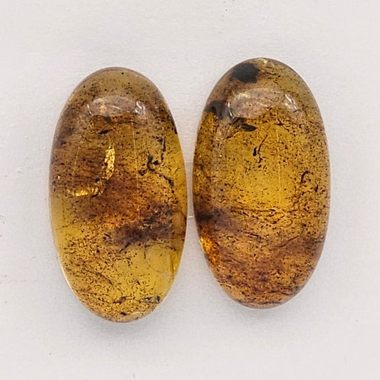 Amber authentic cabochon pair large