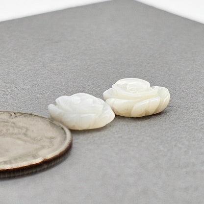 Mother of Pearl Flower Cabochon Pair