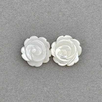 Mother of Pearl Flower Cabochon Pair