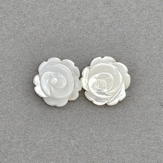 Mother of Pearl Flower Cabochon Pair