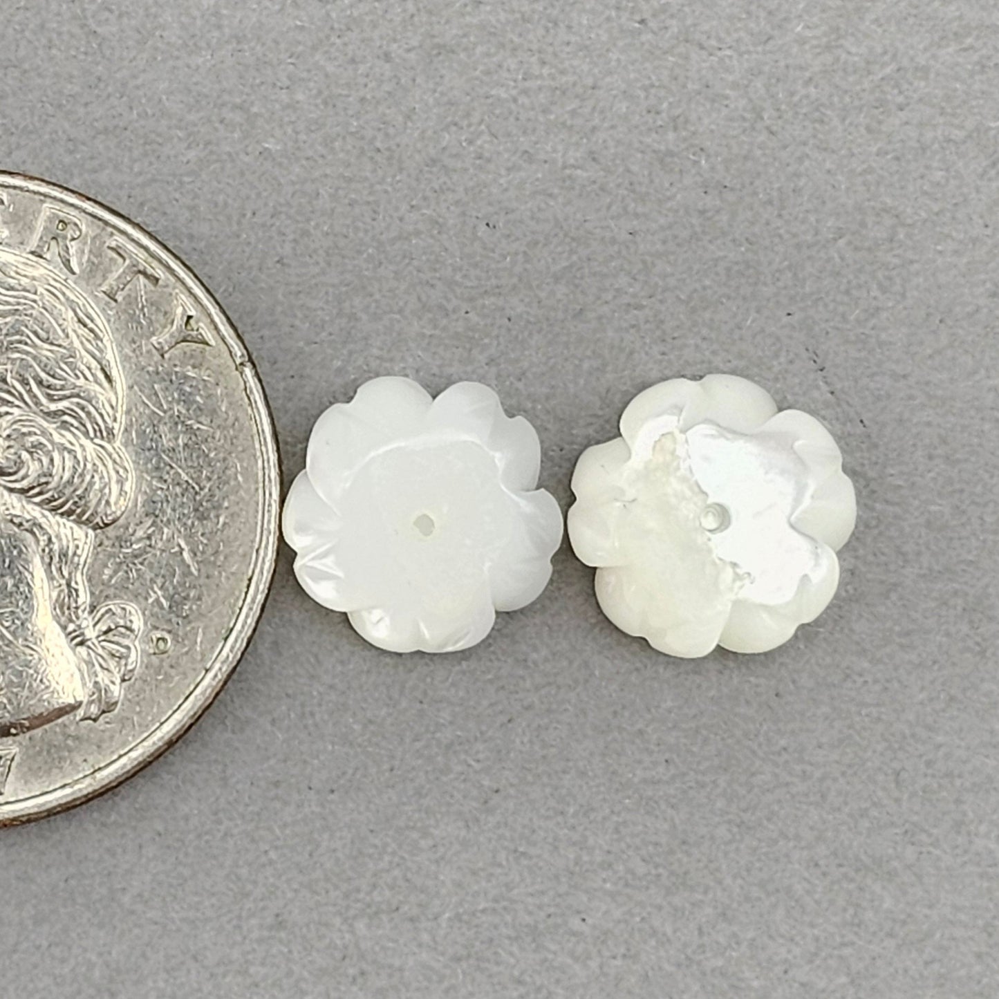 Mother of Pearl Flower Cabochon Pair