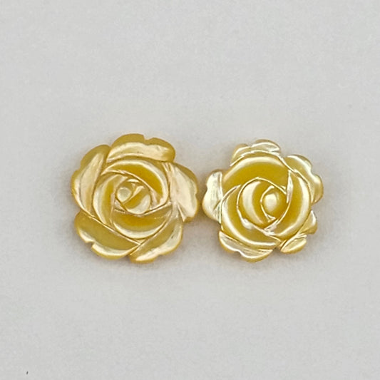 Mother of Pearl Flower Cabochon Pair