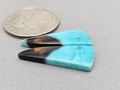 Chysocolla sky blue Cabochon Pair