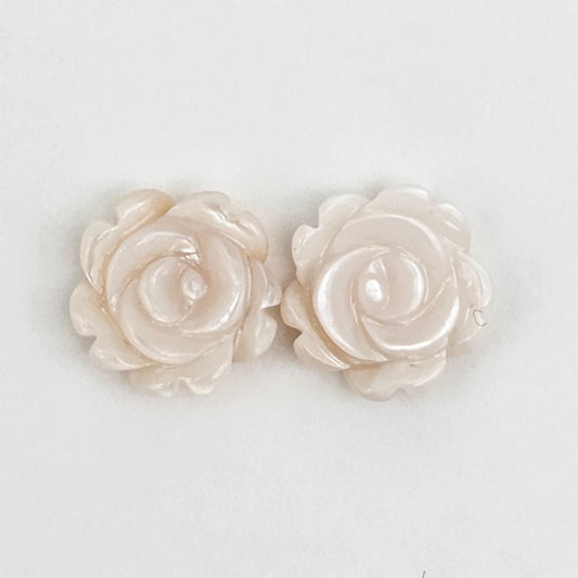Mother of Pearl Flower Cabochon Pair