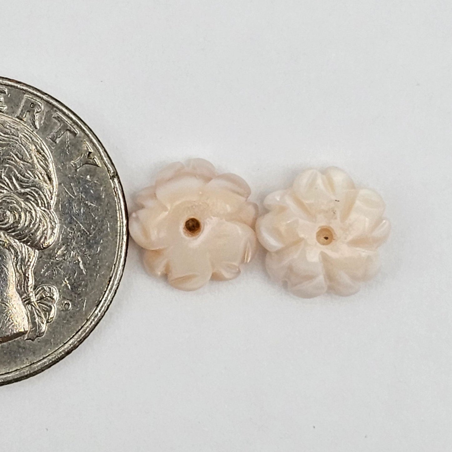 Mother of Pearl Flower Cabochon Pair